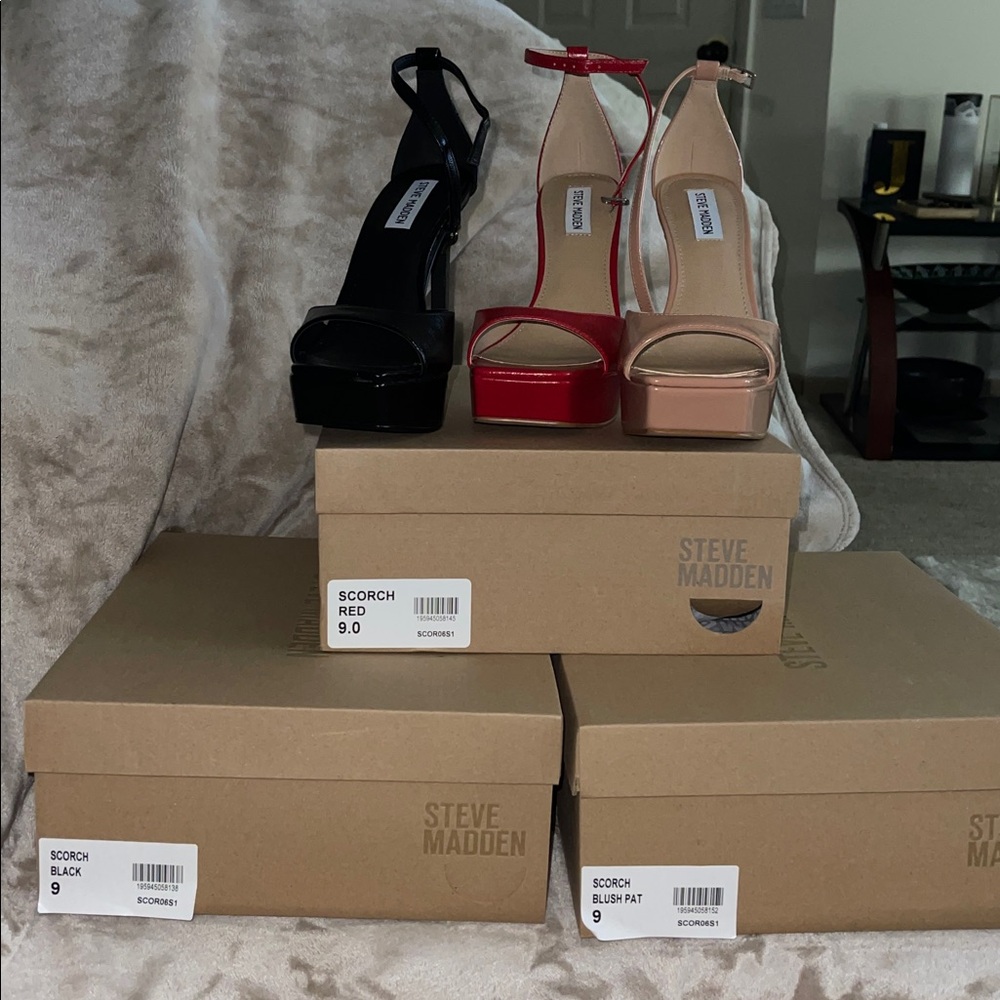 BRAND NEW W/BOX STEVE MADDEN SCORCH PLATFORM ANKLE STRAP HEELS